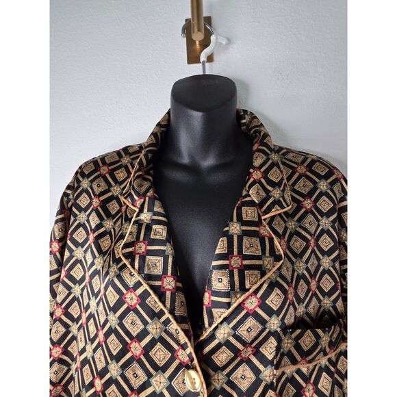 Victoria's Secret Vintage Pajama Set Loungewear Gold/Black Multi Medium - Picture 8 of 11